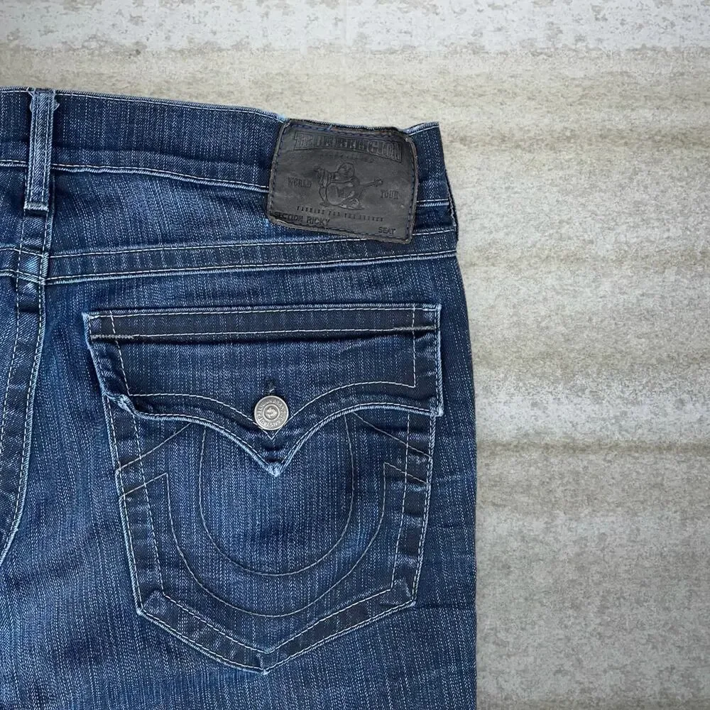 Vintage Y2K True Religion Skater Jeans 36x34 Ricky Fit Dark Wash Made in USA
